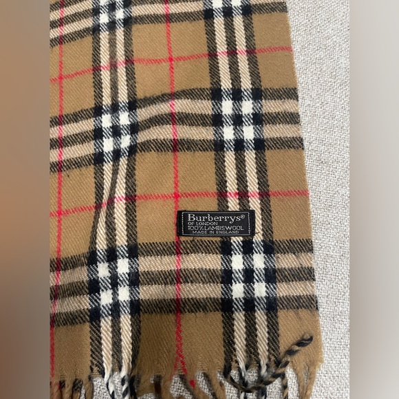 BURBERRYS 100% Lambswool Scarf Navy Vintage - Picture 5 of 5